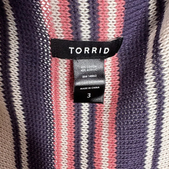 Torrid Ivory Stripe Drape Front Cardigan - Picture 5 of 8